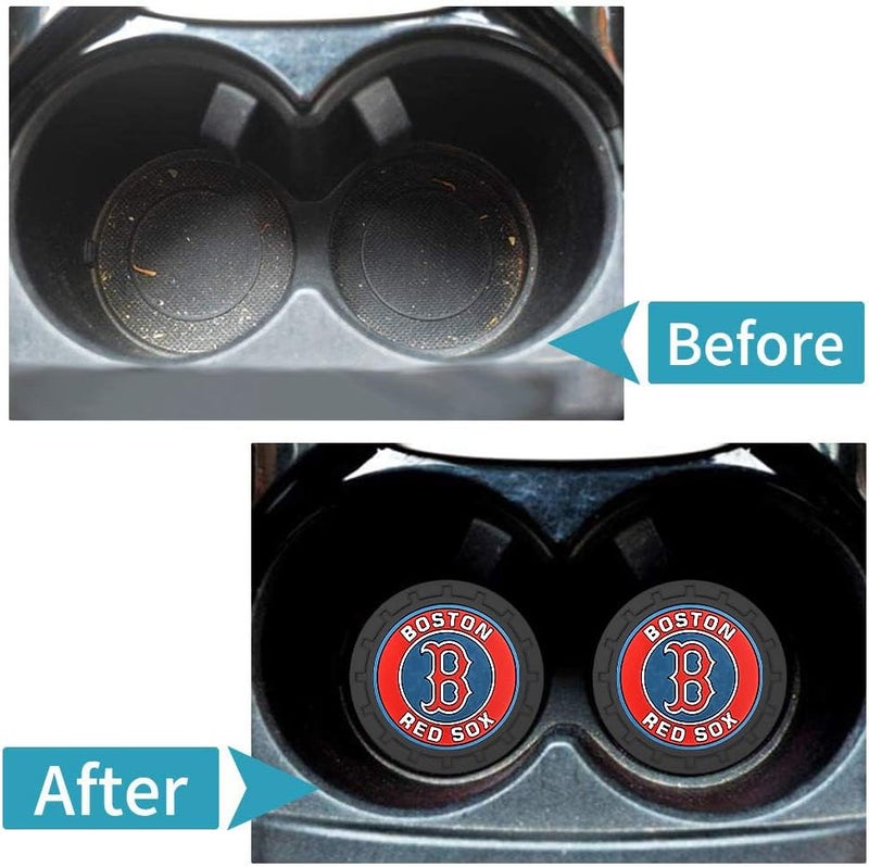 EMIJOY Red Sox Car Cup Holder Coasters for Baseball Fans,Boston Red Sox Car Coasters for Vehicle Drink Holder,Baseball Stuffs Cup Holder Insert,Souvenir/Gifts for Fans,2.75'' - Image 3